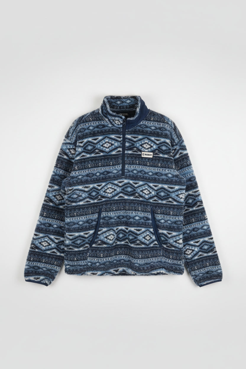 HOOEY Bear Fleece Sweatshirt _ MEN - Navy Aztec
