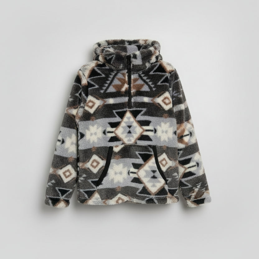 HOOEY Fleece Pullover- YOUTH Grey/Aztec