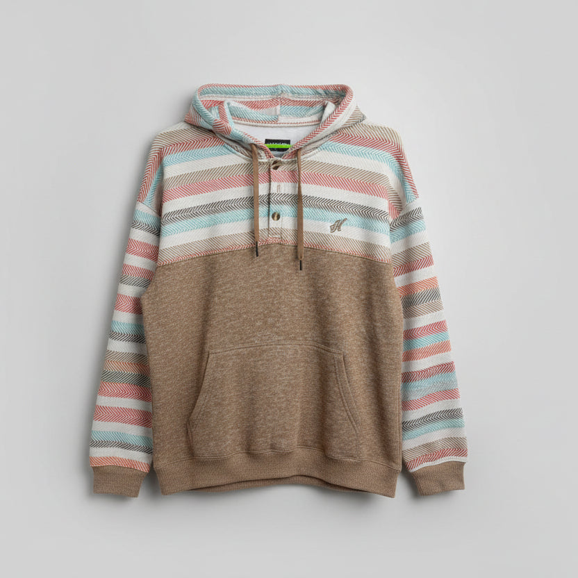 HOOEY- "Jimmy" Tan w/ Multi Color Serape Hoody- MENS